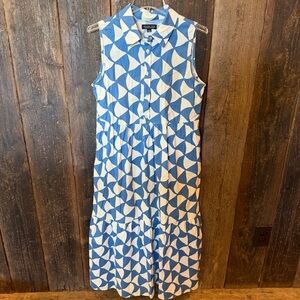 Rachel Zoe Blue and White Geometric Maxi Dress